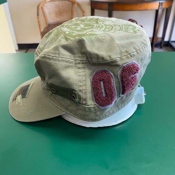 Army Green Militia Patchwork 70's Style Ball Cap Hat - Picture 3 of 6